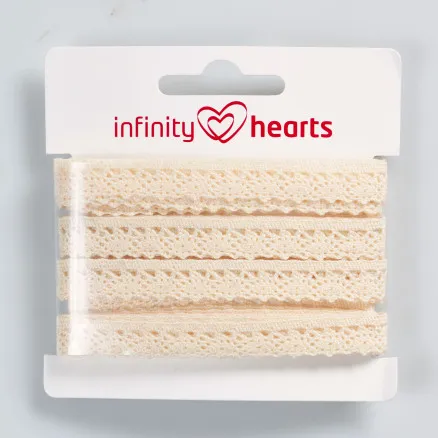 Infinity Hearts Nastro di pizzo in poliestere 11mm 2 Ecru - 5m