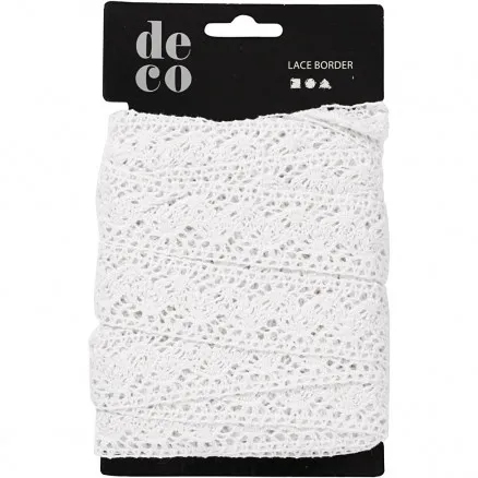 Pizzo, L: 30 mm, bianco, 10m