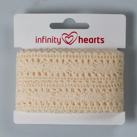 Infinity Hearts Nastro di pizzo in poliestere 25mm 2 Ecru - 5m