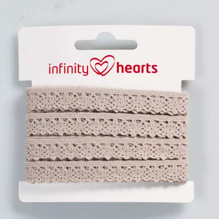 Infinity Hearts Nastro di pizzo in poliestere 11mm 3 Sabbia - 5m