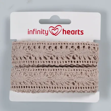 Infinity Hearts Nastro di pizzo in poliestere 25mm 3 Sabbia - 5m