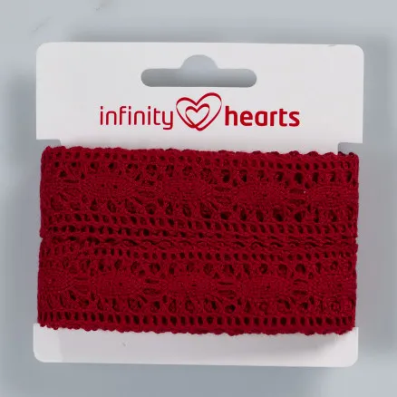 Infinity Hearts Nastro di pizzo in poliestere 25mm 10 Rosso vino - 5m
