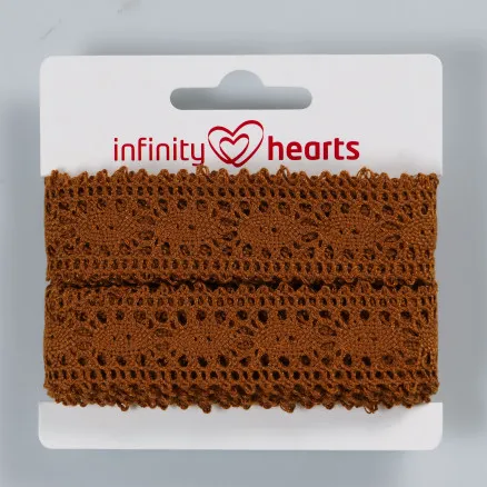 Infinity Hearts Nastro di Pizzo in Poliestere 25mm 4 Marrone - 5m
