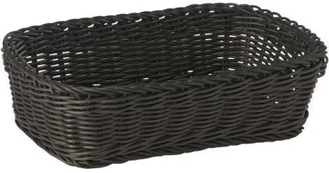 Cestino per il pane, rettangolare, intreccio in plastica nera, 31x21xH9 cm